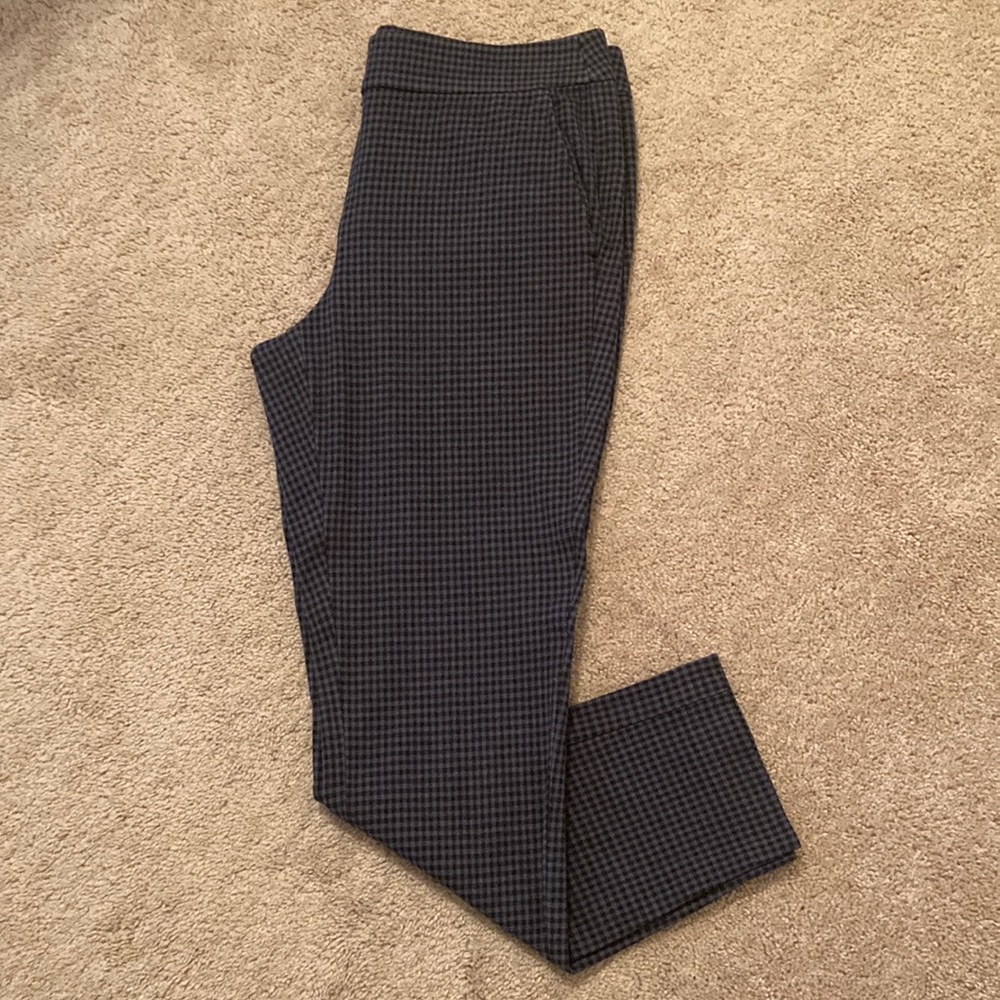Loft Checkered Blue Ankle Pants